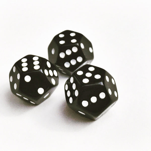 Glossy Black Dice with White Pips