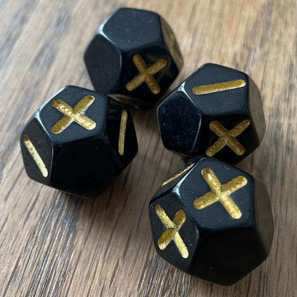 DoubleFudge: 12-sided Fate Dice (dodecahedrons)